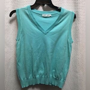 Teal Sleeveless V-Neck Sweater
